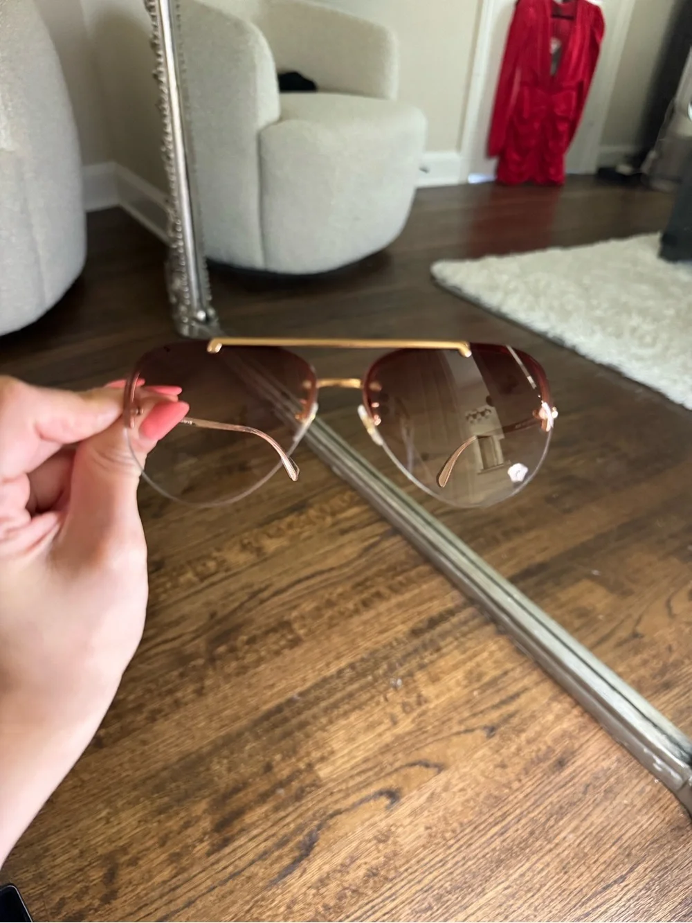 Versace Rose Gold Gradient Aviator Sunglasses